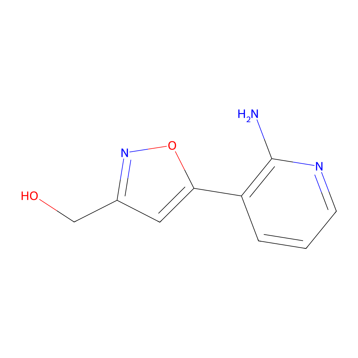 (5-(2-Aminopyridin-3-yl)isoxazol-3-yl)methanol molecular structure, CAS 1166997-13-2