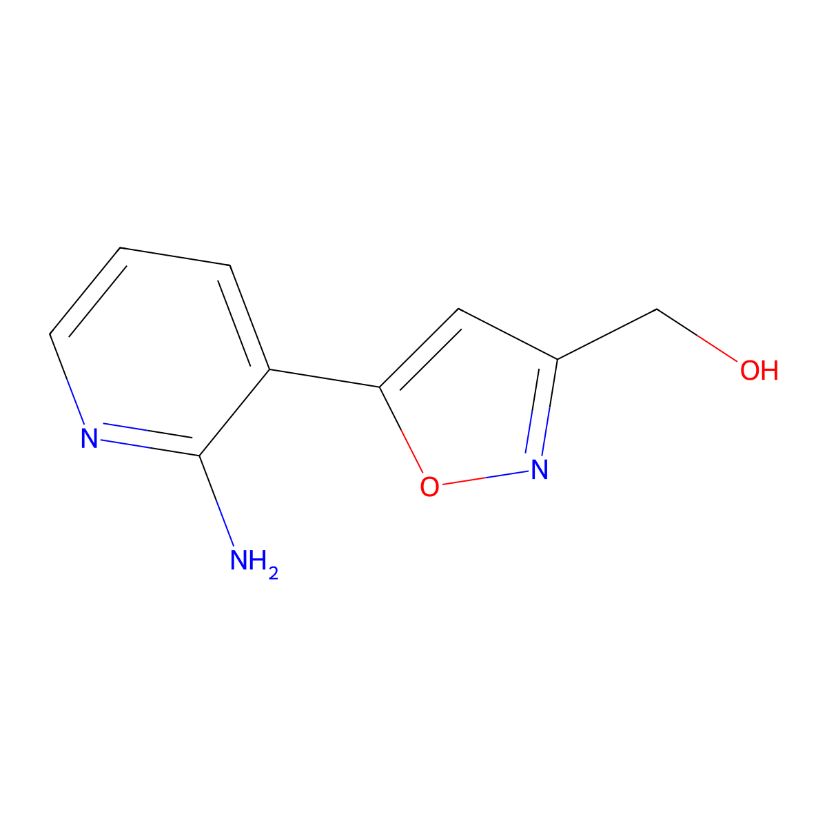 (5-(2-Aminopyridin-3-yl)isoxazol-3-yl)methanol molecular structure, CAS 1166997-13-2