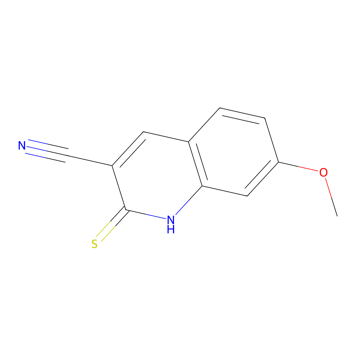 2-Mercapto-7-methoxy-quinoline-3-carbonitrile molecular structure, CAS 116705-02-3