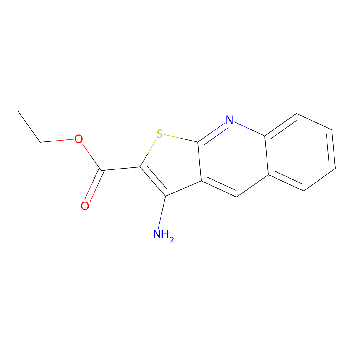 Thieno[2,3-b]quinoline-2-carboxylic acid, 3-amino-, ethyl ester molecular structure, CAS 116705-08-9