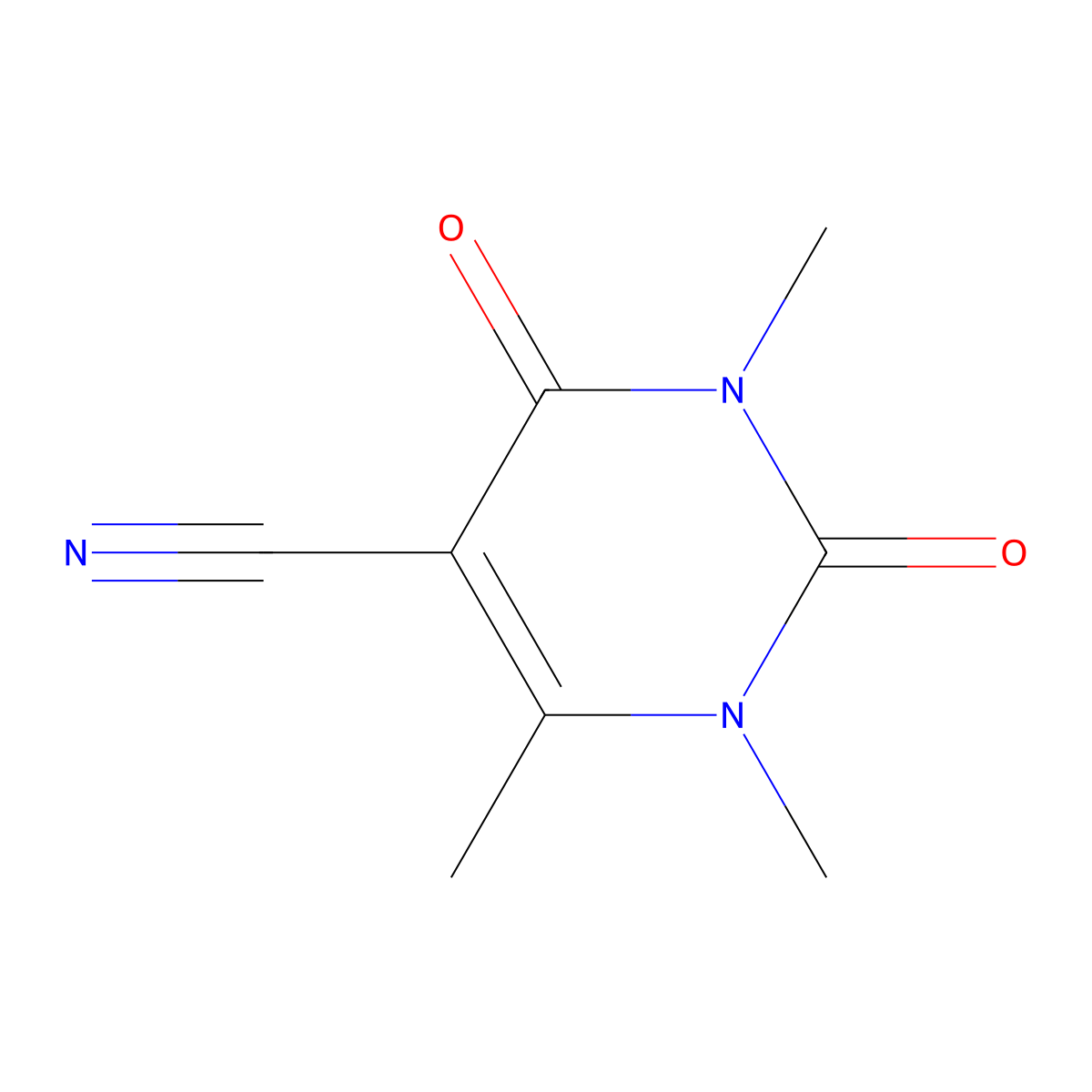 1,3,6-Trimethyl-2,4-dioxo-1,2,3,4-tetrahydropyrimidine-5-carbonitrile molecular structure, CAS 116705-27-2