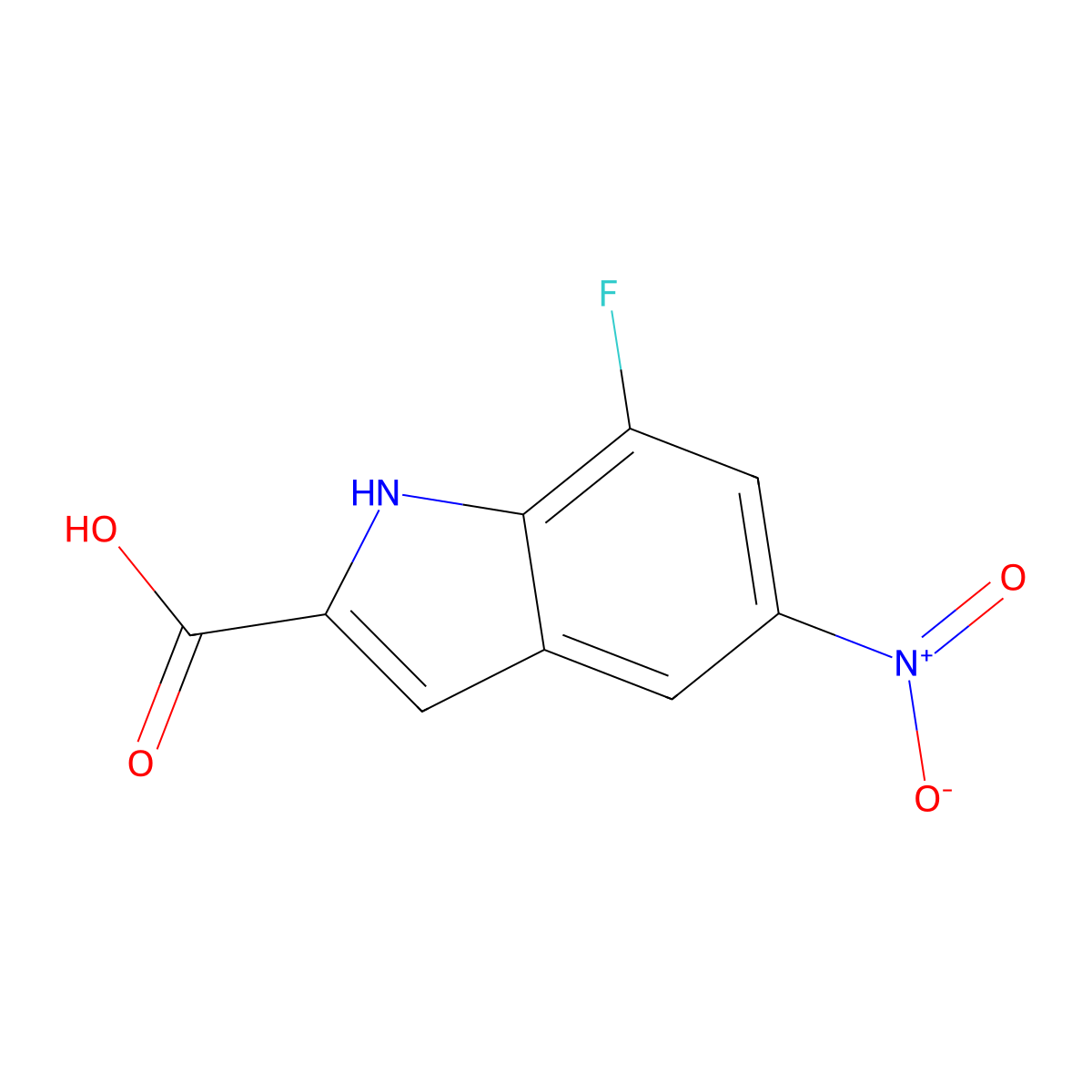 7-Fluoro-5-nitro-1H-indole-2-carboxylic acid molecular structure, CAS 1167055-34-6