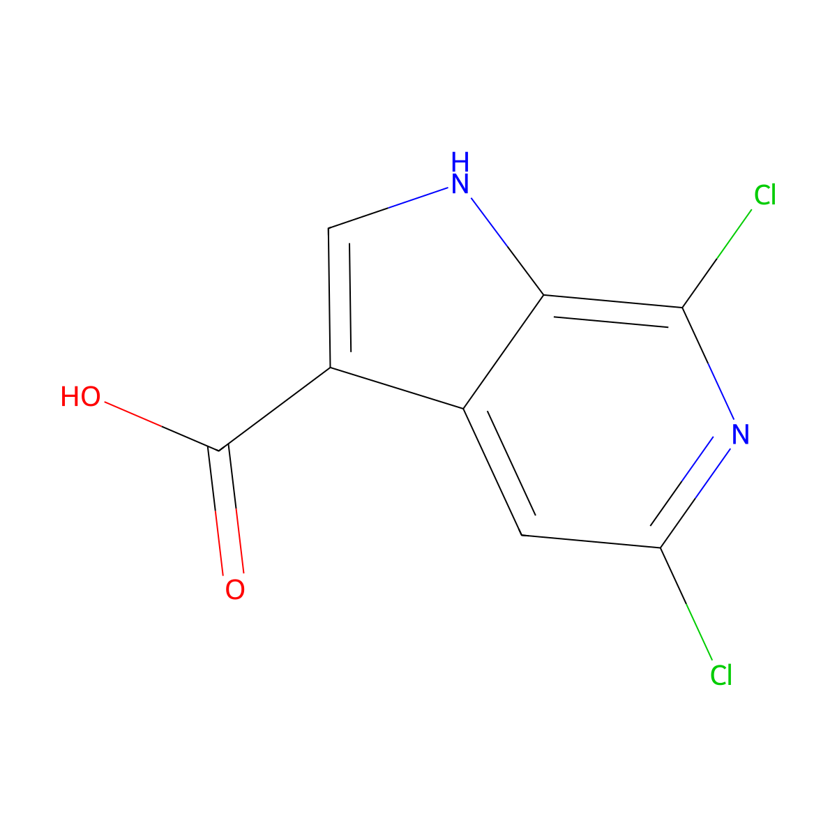 5,7-dichloro-1H-pyrrolo[2,3-c]pyridine-3-carboxylic acid molecular structure, CAS 1167055-40-4