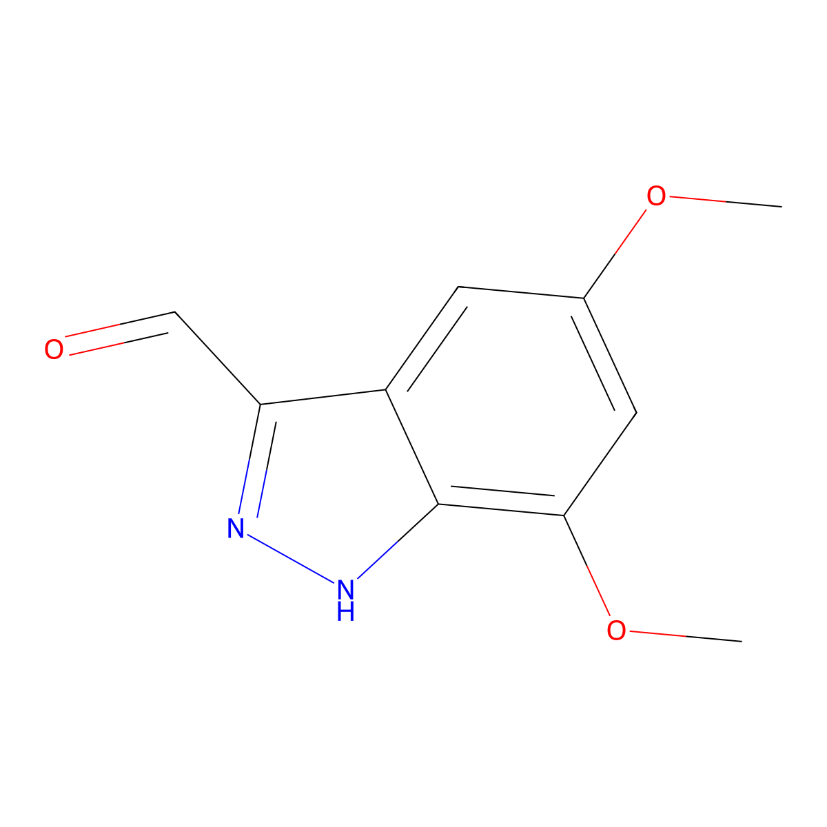 5,7-dimethoxy-1H-indazole-3-carbaldehyde molecular structure, CAS 1167055-48-2