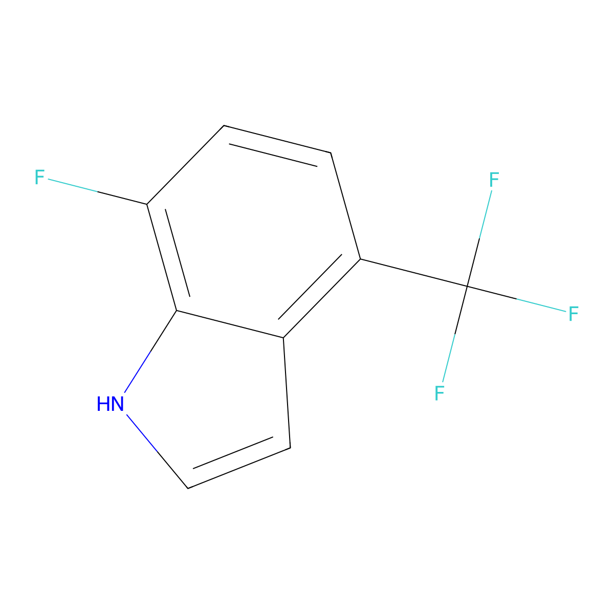 7-fluoro-4-(trifluoromethyl)-1H-indole molecular structure, CAS 1167055-51-7