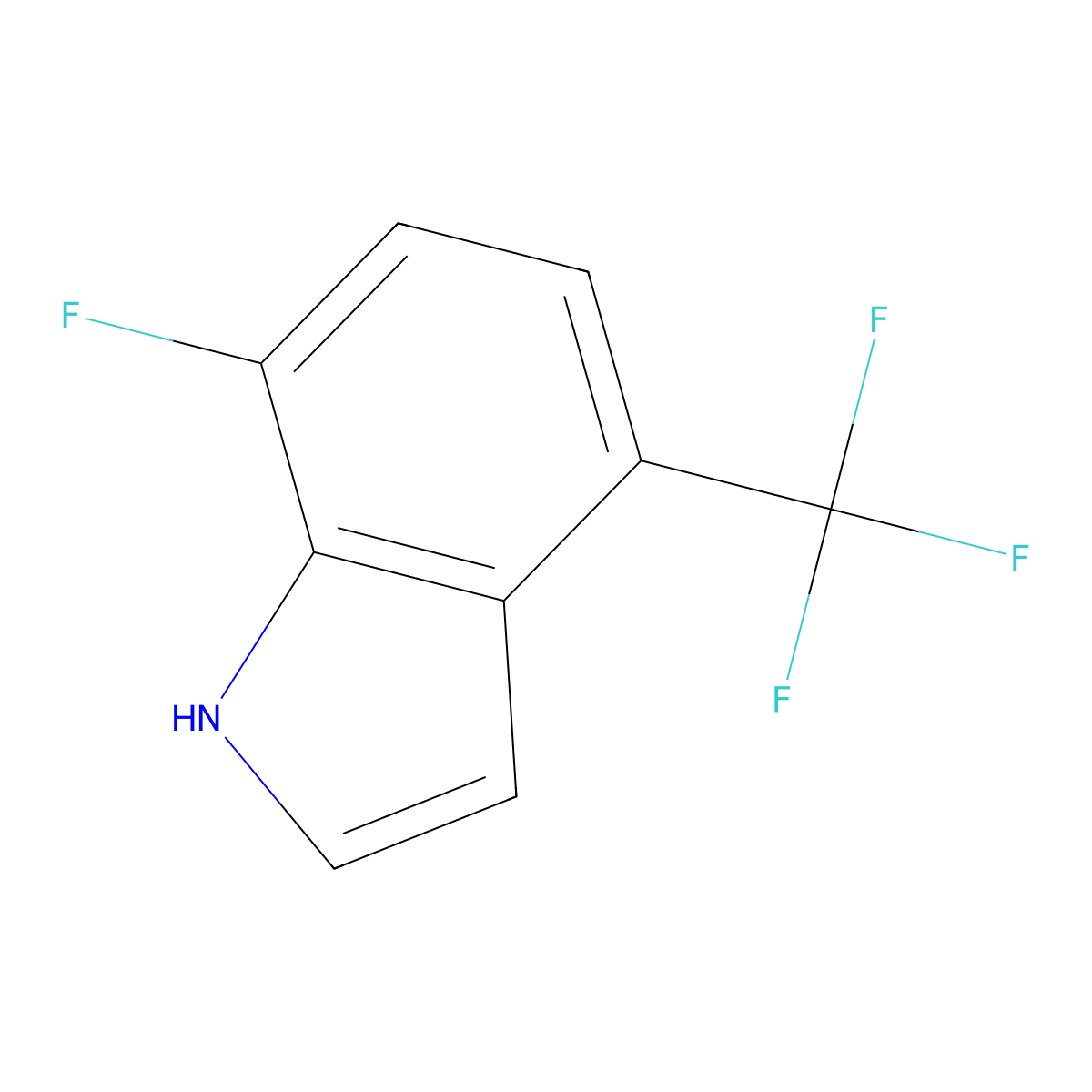 7-fluoro-4-(trifluoromethyl)-1H-indole molecular structure, CAS 1167055-51-7