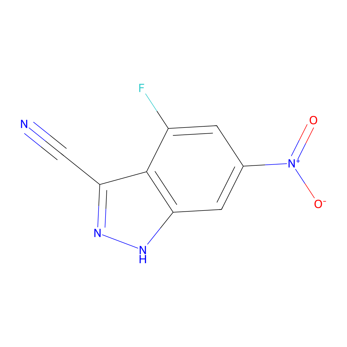 3-Cyano-4-fluoro-6-nitro-1H-indazole molecular structure, CAS 1167055-91-5