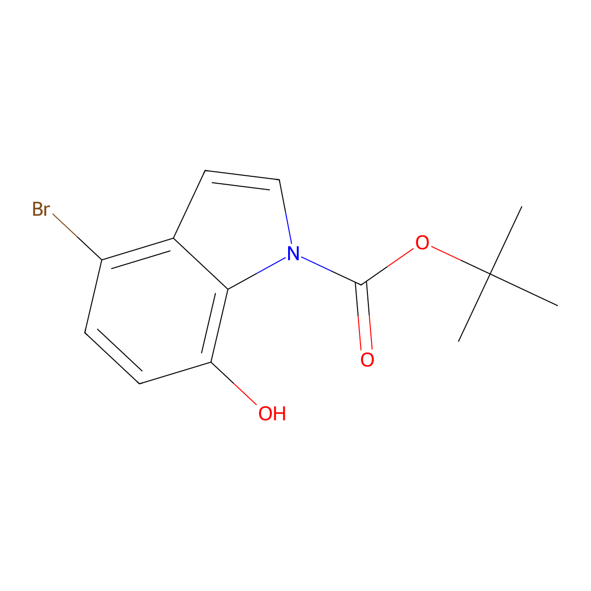 Tert-butyl 4-bromo-7-hydroxyindole-1-carboxylate molecular structure, CAS 1167056-09-8