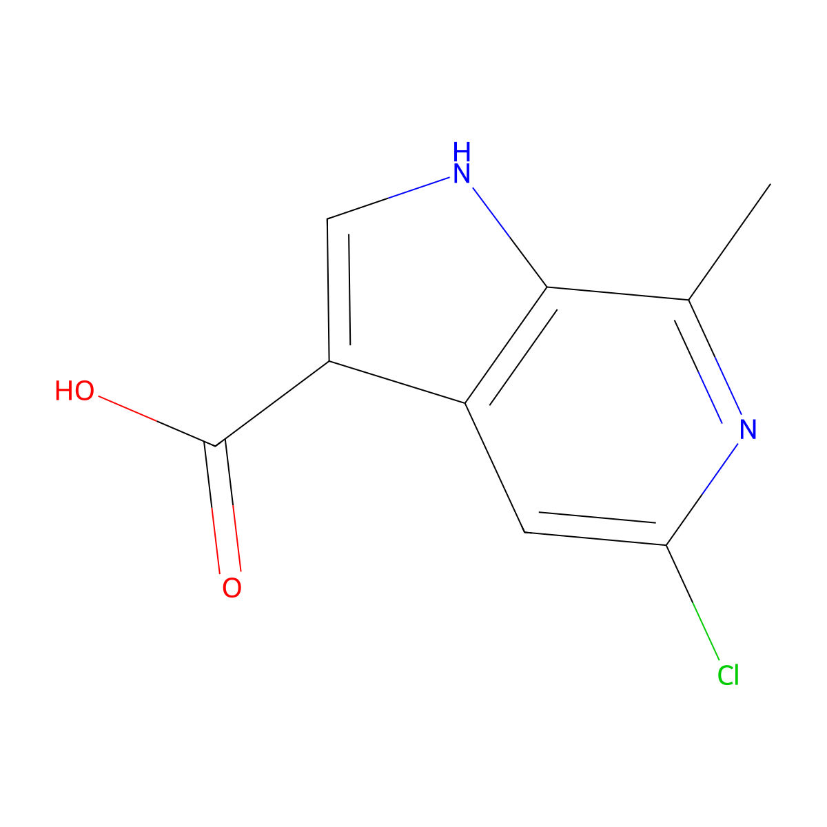 5-chloro-7-methyl-1H-pyrrolo[2,3-c]pyridine-3-carboxylic acid molecular structure, CAS 1167056-37-2