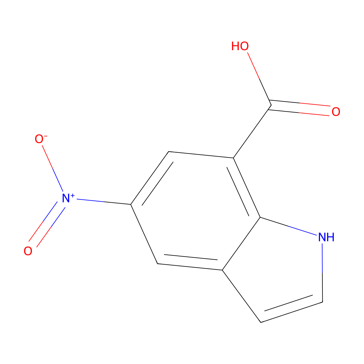 5-nitro-1H-indole-7-carboxylic acid molecular structure, CAS 1167056-38-3