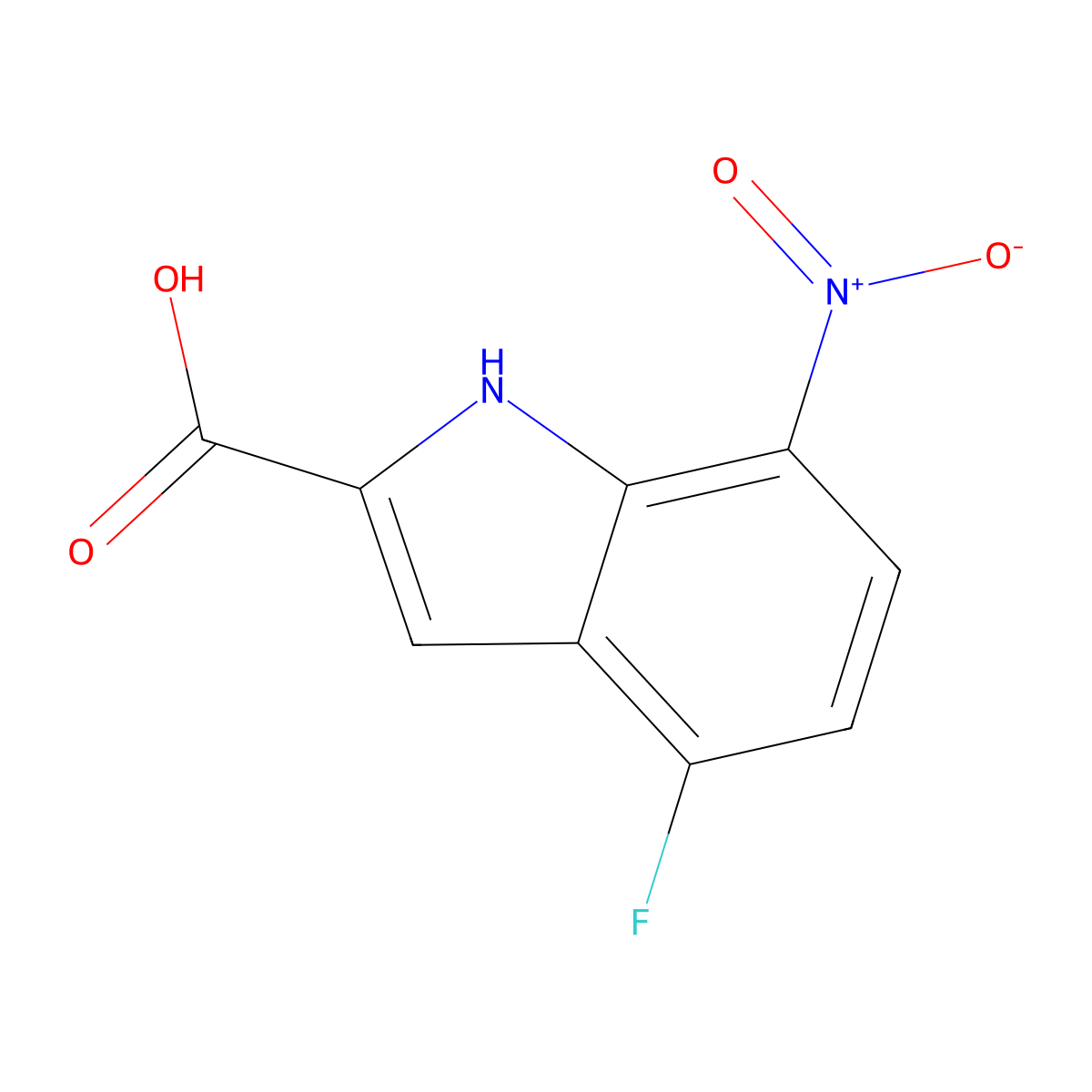 4-fluoro-7-nitro-1H-indole-2-carboxylic acid molecular structure, CAS 1167056-39-4