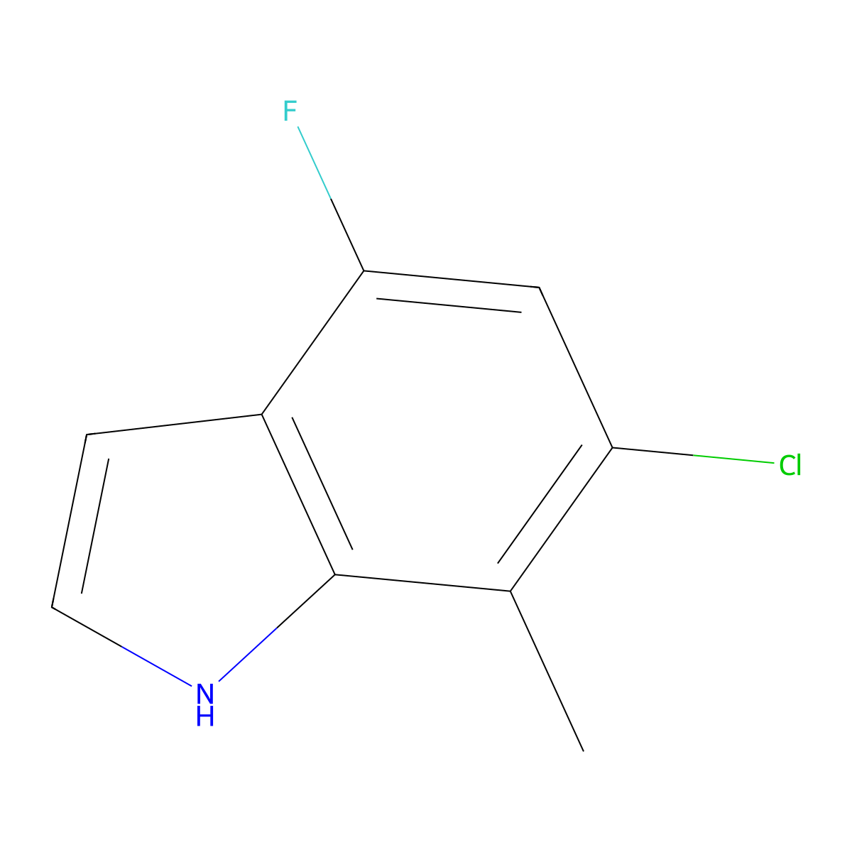 6-chloro-4-fluoro-7-methyl-1H-indole molecular structure, CAS 1167056-54-3