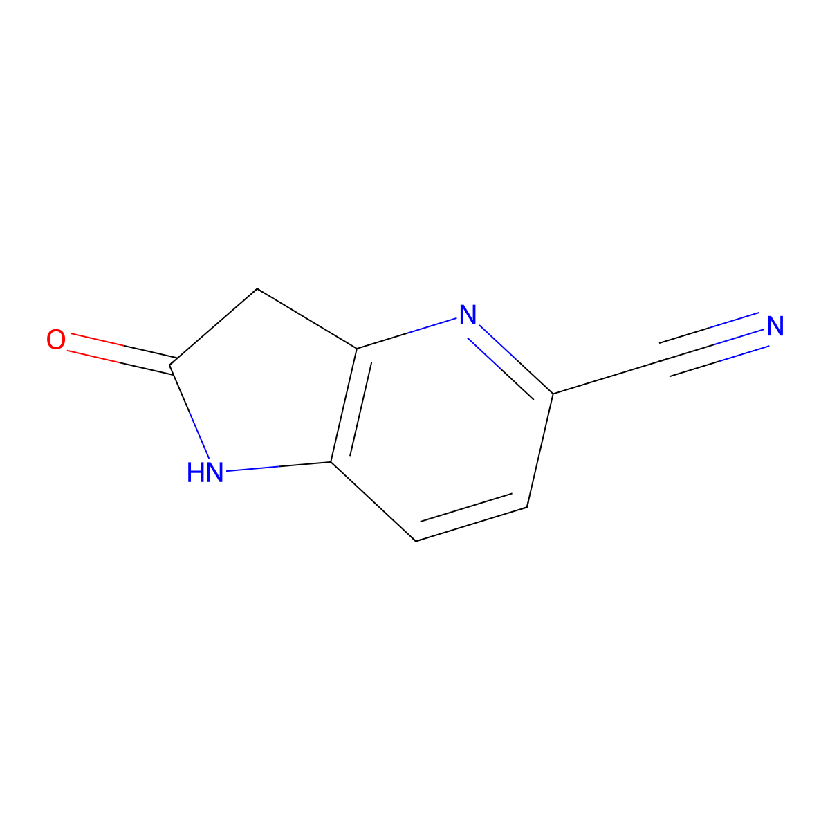 2-Oxo-2,3-dihydro-1H-pyrrolo[3,2-b]pyridine-5-carbonitrile molecular structure, CAS 1167056-59-8