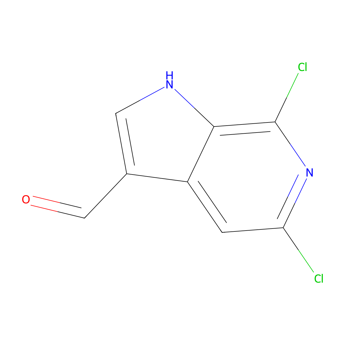 5,7-dichloro-1H-pyrrolo[2,3-c]pyridine-3-carbaldehyde molecular structure, CAS 1167056-60-1