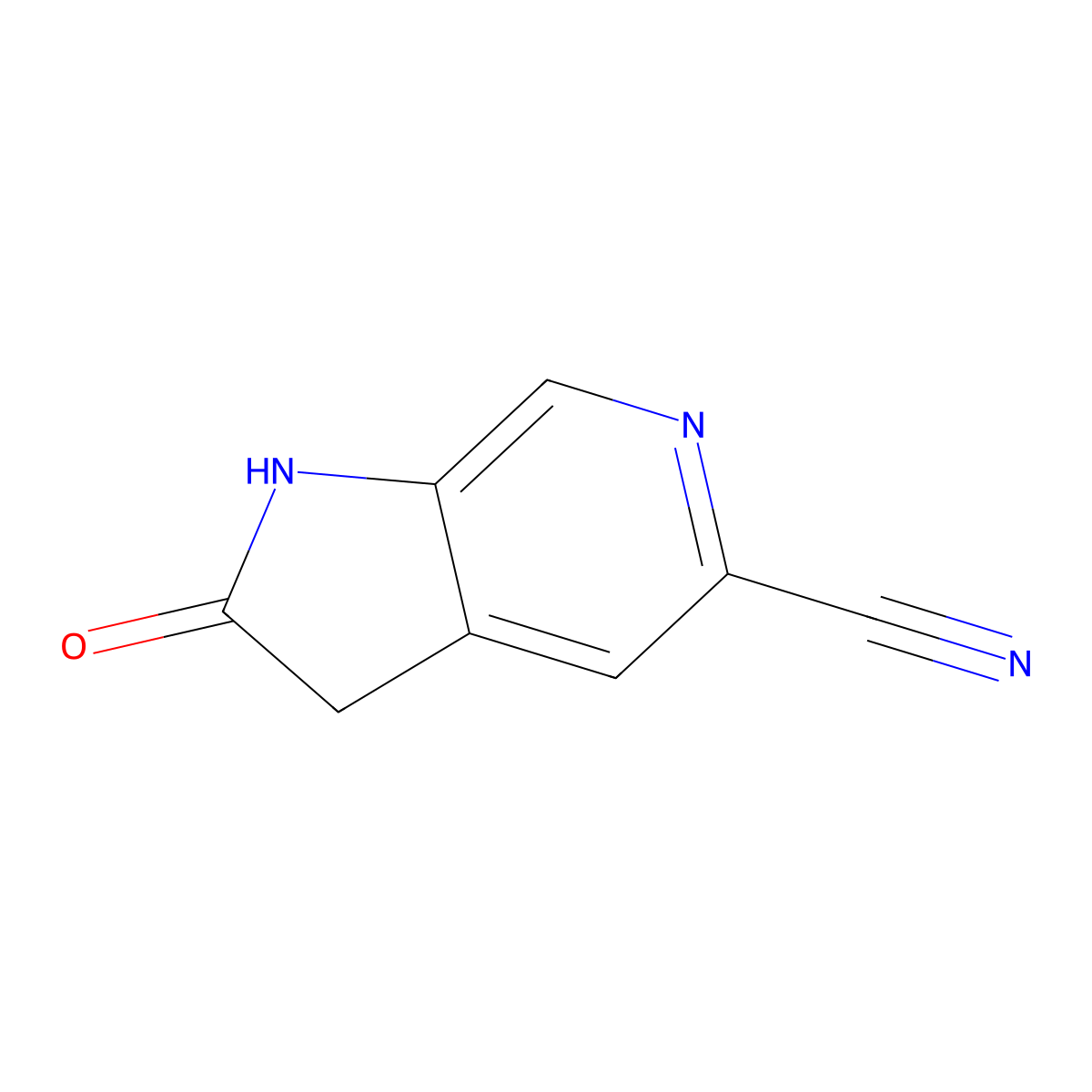2-oxo-1H,2H,3H-pyrrolo[2,3-c]pyridine-5-carbonitrile molecular structure, CAS 1167056-62-3