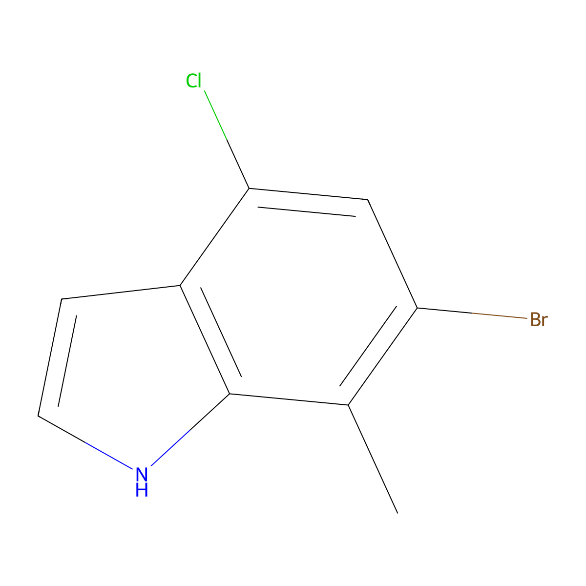 6-bromo-4-chloro-7-methyl-1H-indole molecular structure, CAS 1167056-83-8