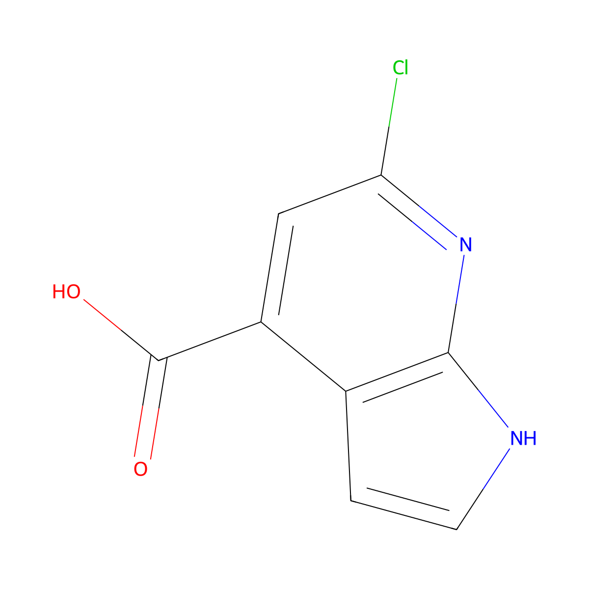 6-chloro-1H-pyrrolo[2,3-b]pyridine-4-carboxylic acid molecular structure, CAS 1167056-92-9