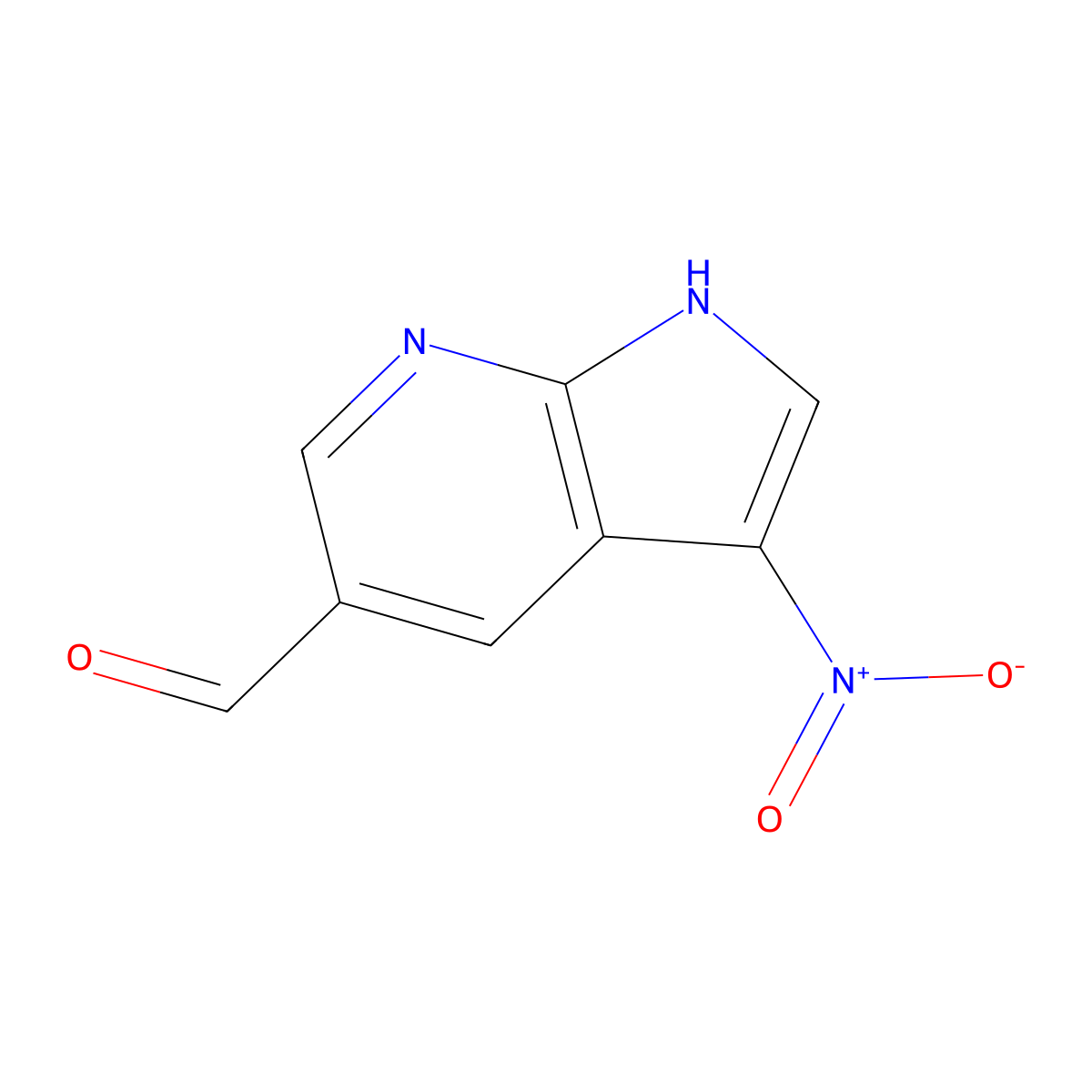 3-nitro-1H-pyrrolo[2,3-b]pyridine-5-carbaldehyde molecular structure, CAS 1167056-97-4