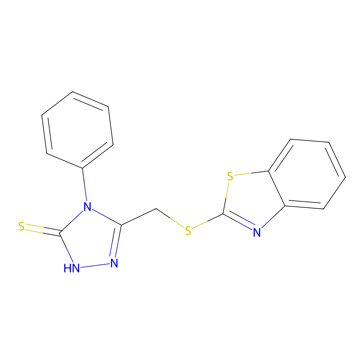 5-(Benzothiazol-2-ylsulfanylmethyl)-4-phenyl-4H-[1,2,4]triazole-3-thiol molecular structure, CAS 116710-50-0