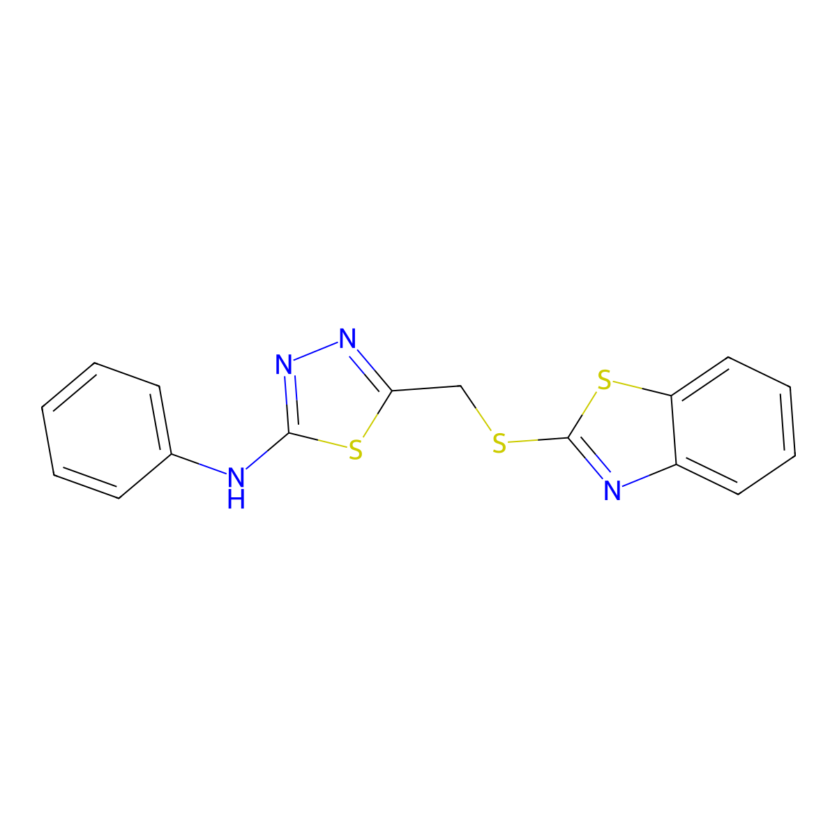 5-[(1,3-benzothiazol-2-ylsulfanyl)methyl]-N-phenyl-1,3,4-thiadiazol-2-amine molecular structure, CAS 116710-58-8