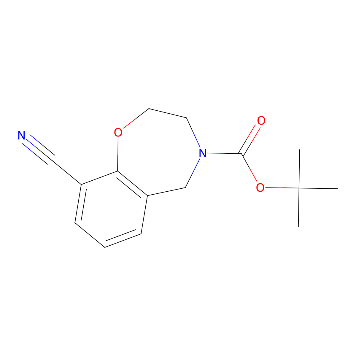 Tert-butyl 9-cyano-2,3-dihydrobenzo[F][1,4]oxazepine-4(5H)-carboxylate molecular structure, CAS 1167416-50-3