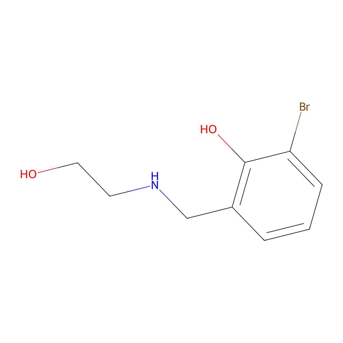 2-Bromo-6-{[(2-hydroxyethyl)amino]methyl}phenol molecular structure, CAS 1167416-80-9