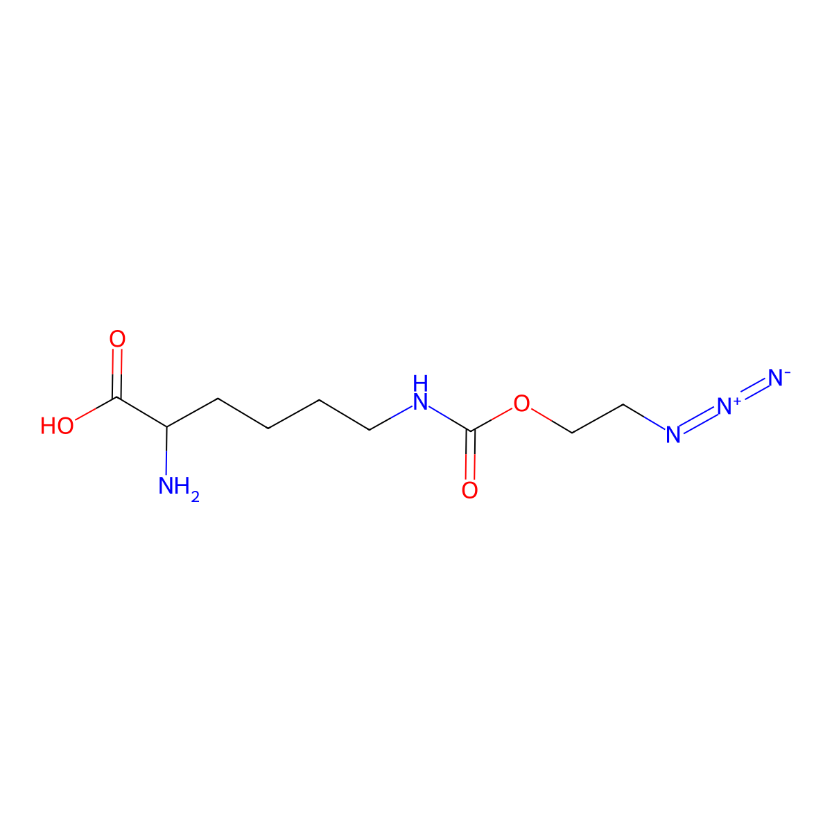 (2S)-2-amino-6-{[(2-azidoethoxy)carbonyl]amino}hexanoic acid molecular structure, CAS 1167421-25-1