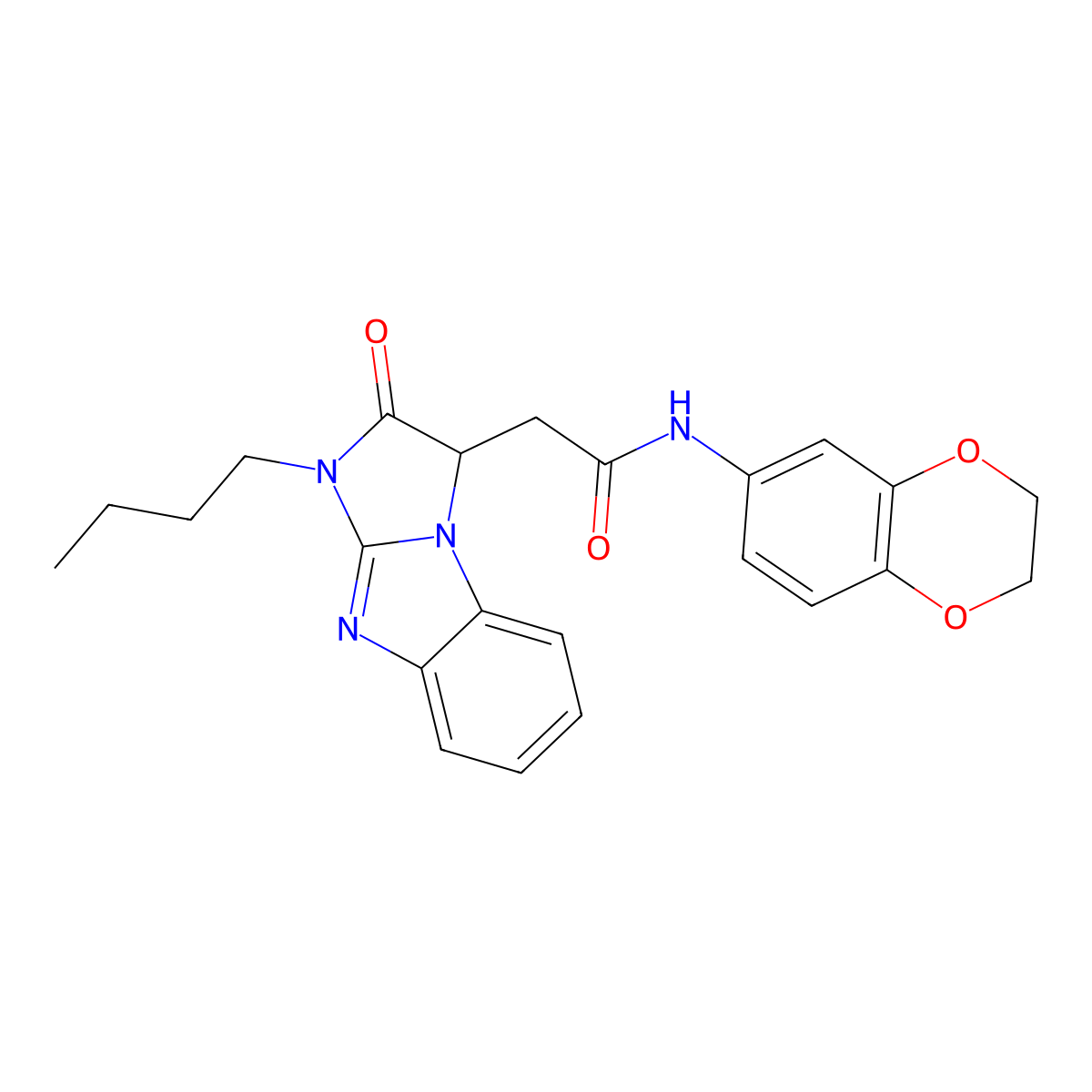 2-(1-butyl-2-oxo-2,3-dihydro-1H-imidazo[1,2-a]benzimidazol-3-yl)-N-(2,3-dihydro-1,4-benzodioxin-6-yl)acetamide molecular structure, CAS 1167431-48-2