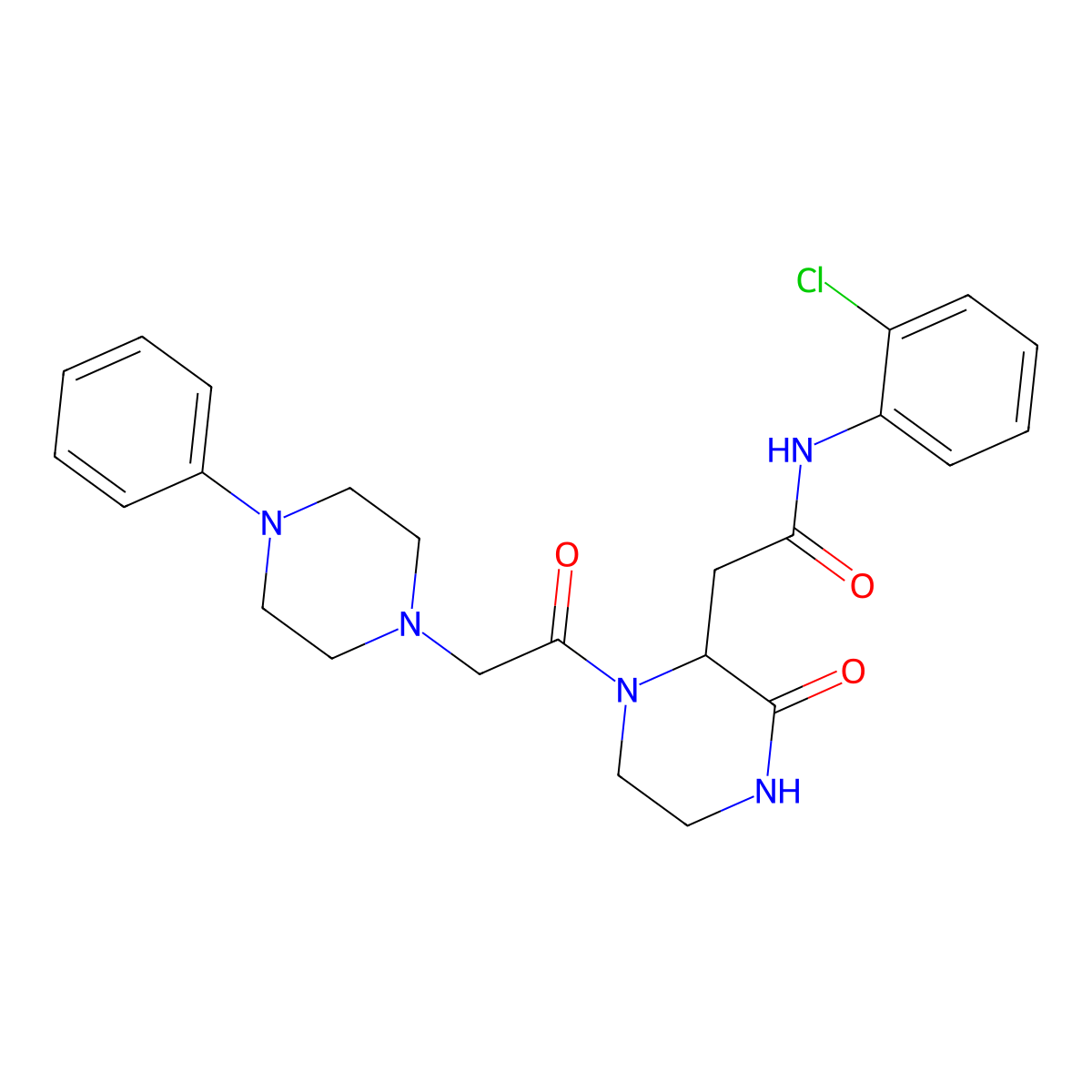 N-(2-chlorophenyl)-2-{3-oxo-1-[2-(4-phenylpiperazino)acetyl]-2-piperazinyl}acetamide molecular structure, CAS 1167437-97-9