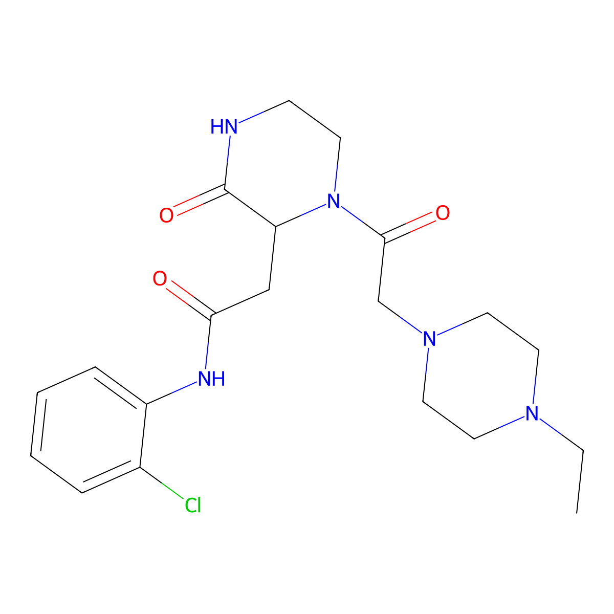 N-(2-chlorophenyl)-2-{1-[(4-ethylpiperazin-1-yl)acetyl]-3-oxopiperazin-2-yl}acetamide molecular structure, CAS 1167438-05-2