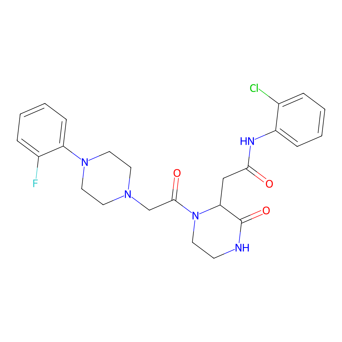 N-(2-chlorophenyl)-2-(1-{2-[4-(2-fluorophenyl)piperazino]acetyl}-3-oxo-2-piperazinyl)acetamide molecular structure, CAS 1167438-18-7