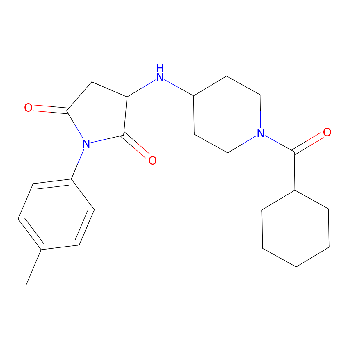 3-{[1-(Cyclohexylcarbonyl)piperidin-4-yl]amino}-1-(4-methylphenyl)pyrrolidine-2,5-dione molecular structure, CAS 1167441-49-7