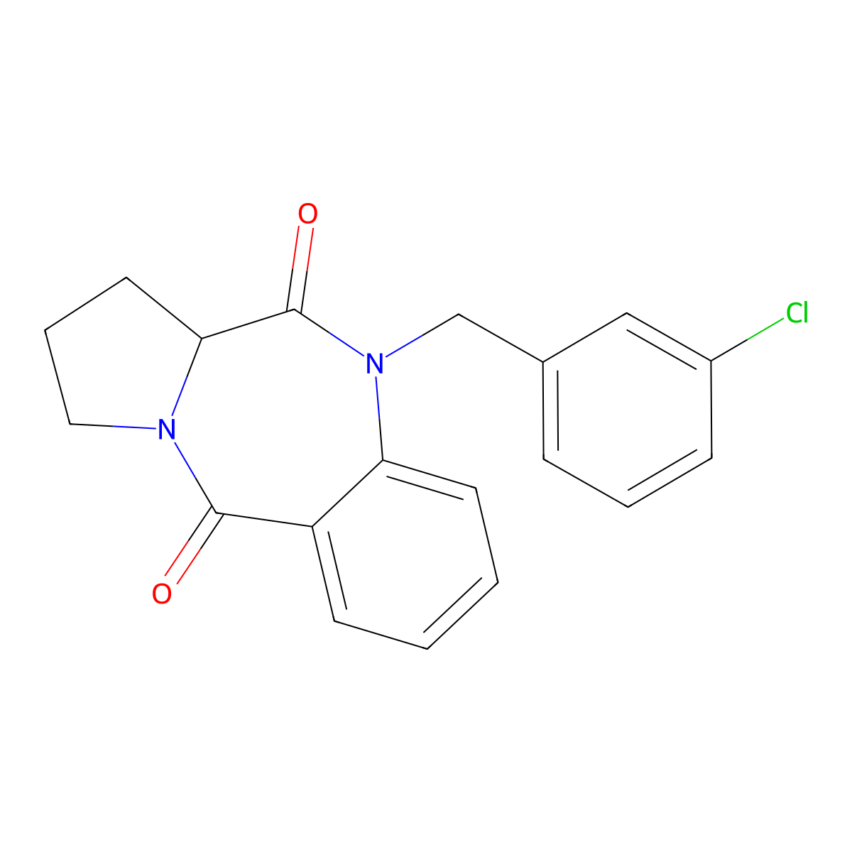 10-(3-chlorobenzyl)-2,3-dihydro-1H-pyrrolo[2,1-c][1,4]benzodiazepine-5,11(10H,11aH)-dione molecular structure, CAS 1167442-47-8