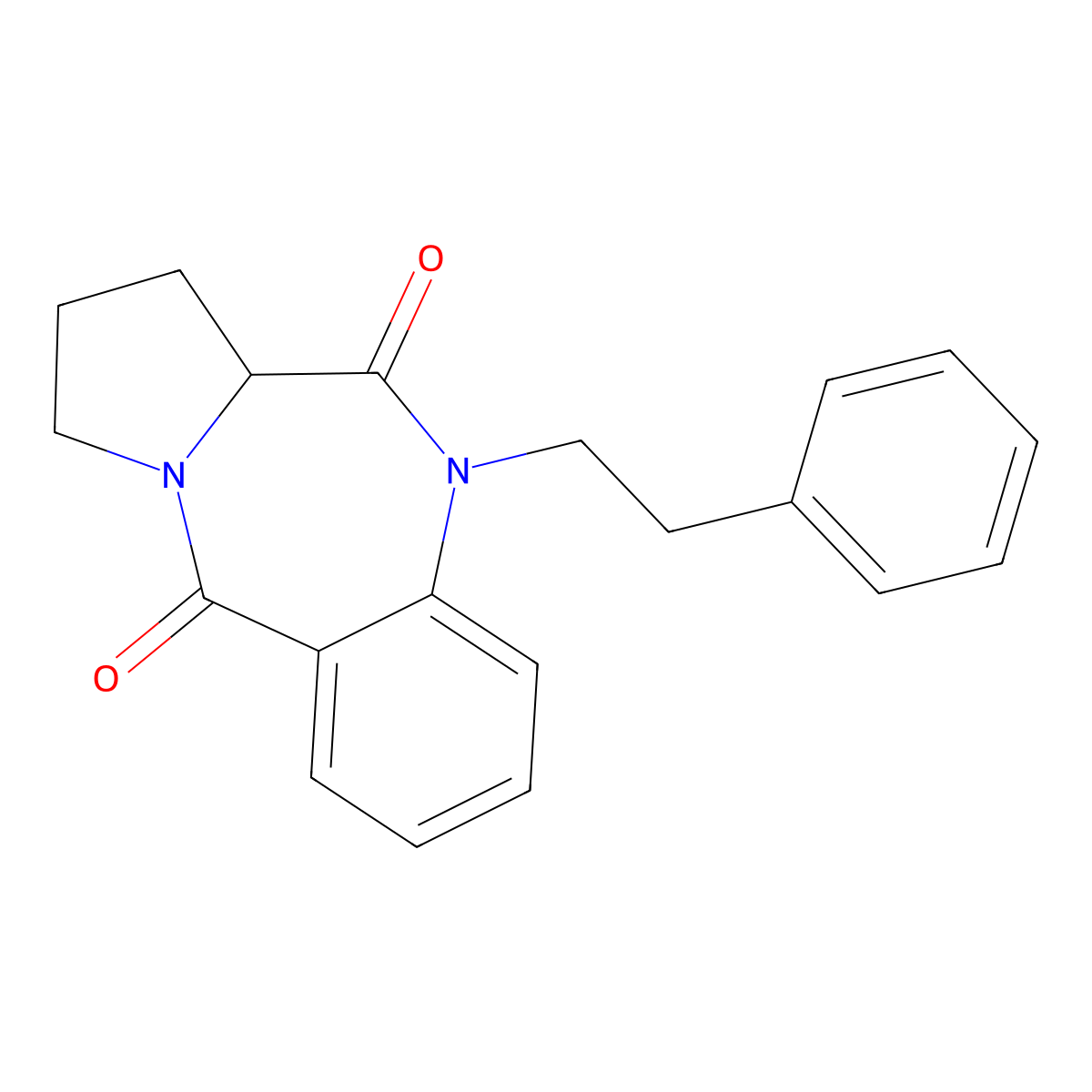 10-(2-phenylethyl)-2,3-dihydro-1H-pyrrolo[2,1-c][1,4]benzodiazepine-5,11(10H,11aH)-dione molecular structure, CAS 1167442-48-9