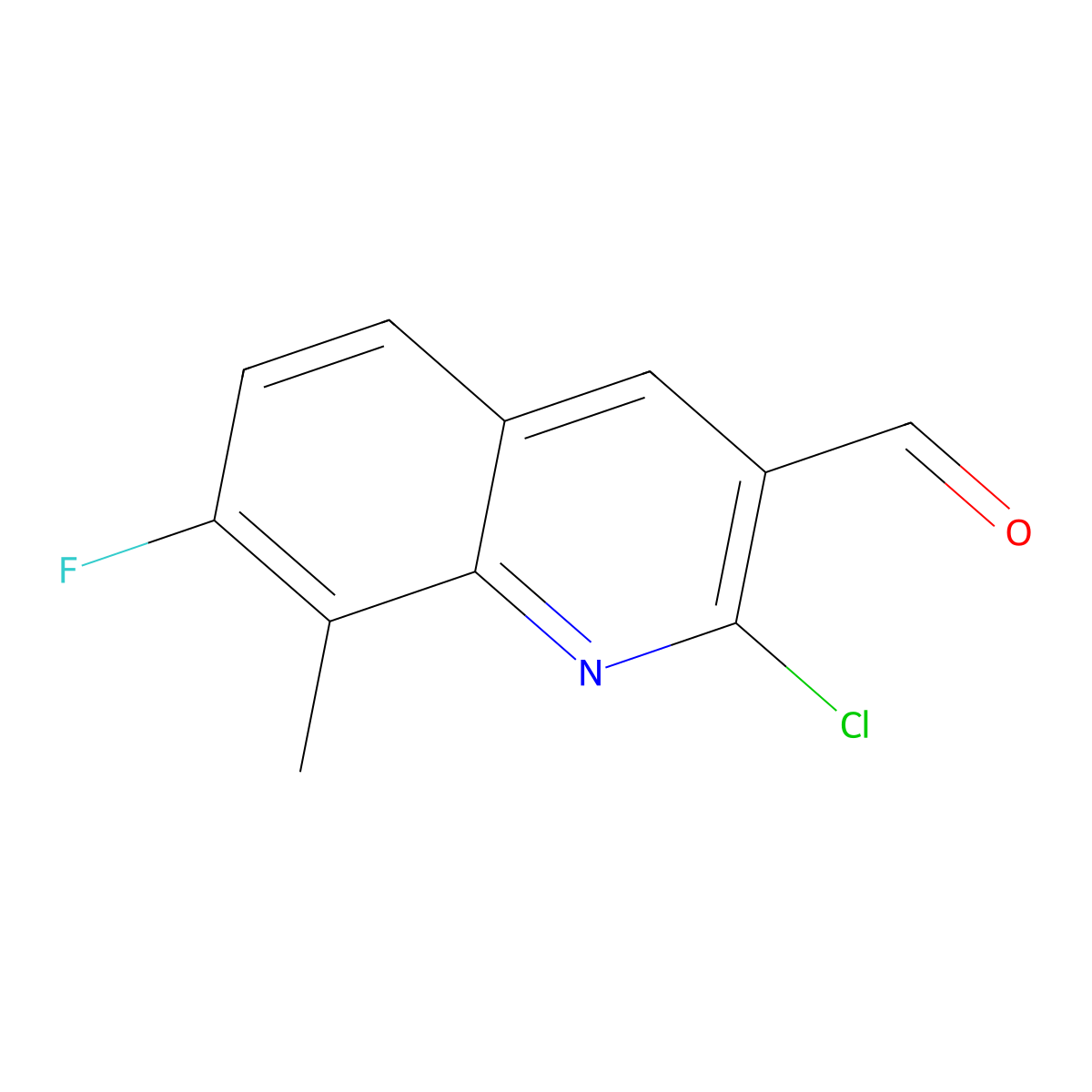 2-Chloro-7-fluoro-8-methylquinoline-3-carbaldehyde molecular structure, CAS 1167542-21-3