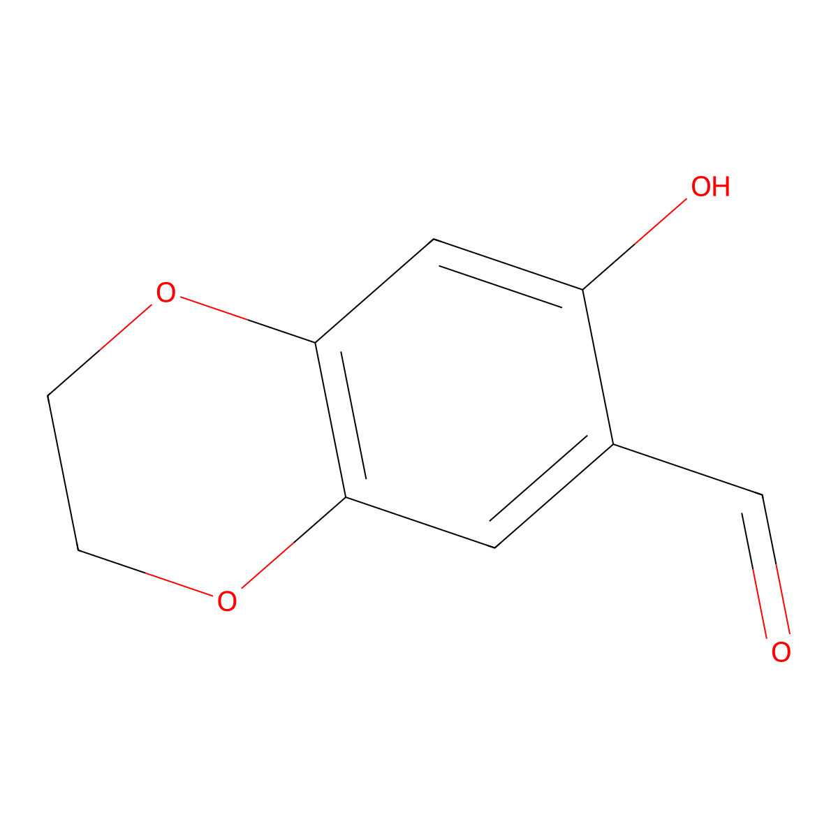 1,4-Benzodioxin-6-carboxaldehyde, 2,3-dihydro-7-hydroxy- molecular structure, CAS 116757-65-4