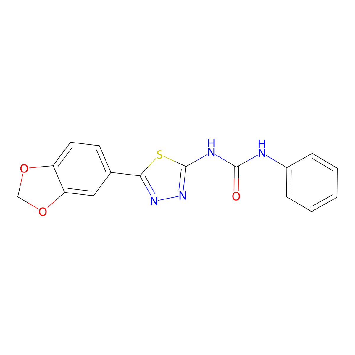 Urea, N-(5-(1,3-benzodioxol-5-yl)-1,3,4-thiadiazol-2-yl)-N'-phenyl- molecular structure, CAS 116758-66-8