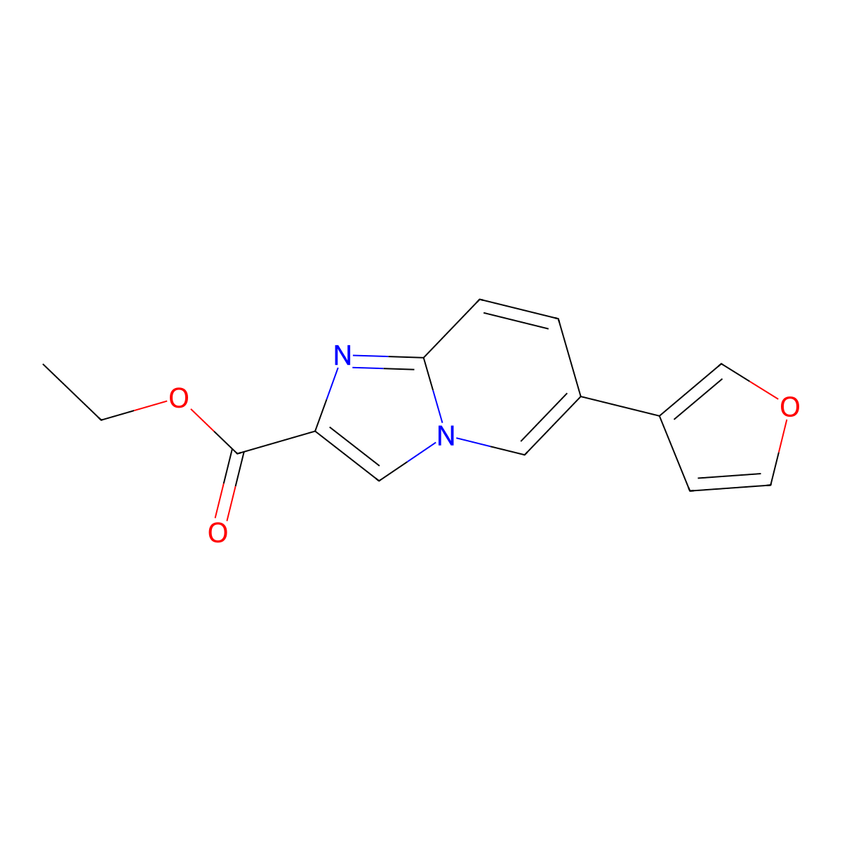 Ethyl 6-(furan-3-yl)imidazo[1,2-a]pyridine-2-carboxylate molecular structure, CAS 1167626-62-1