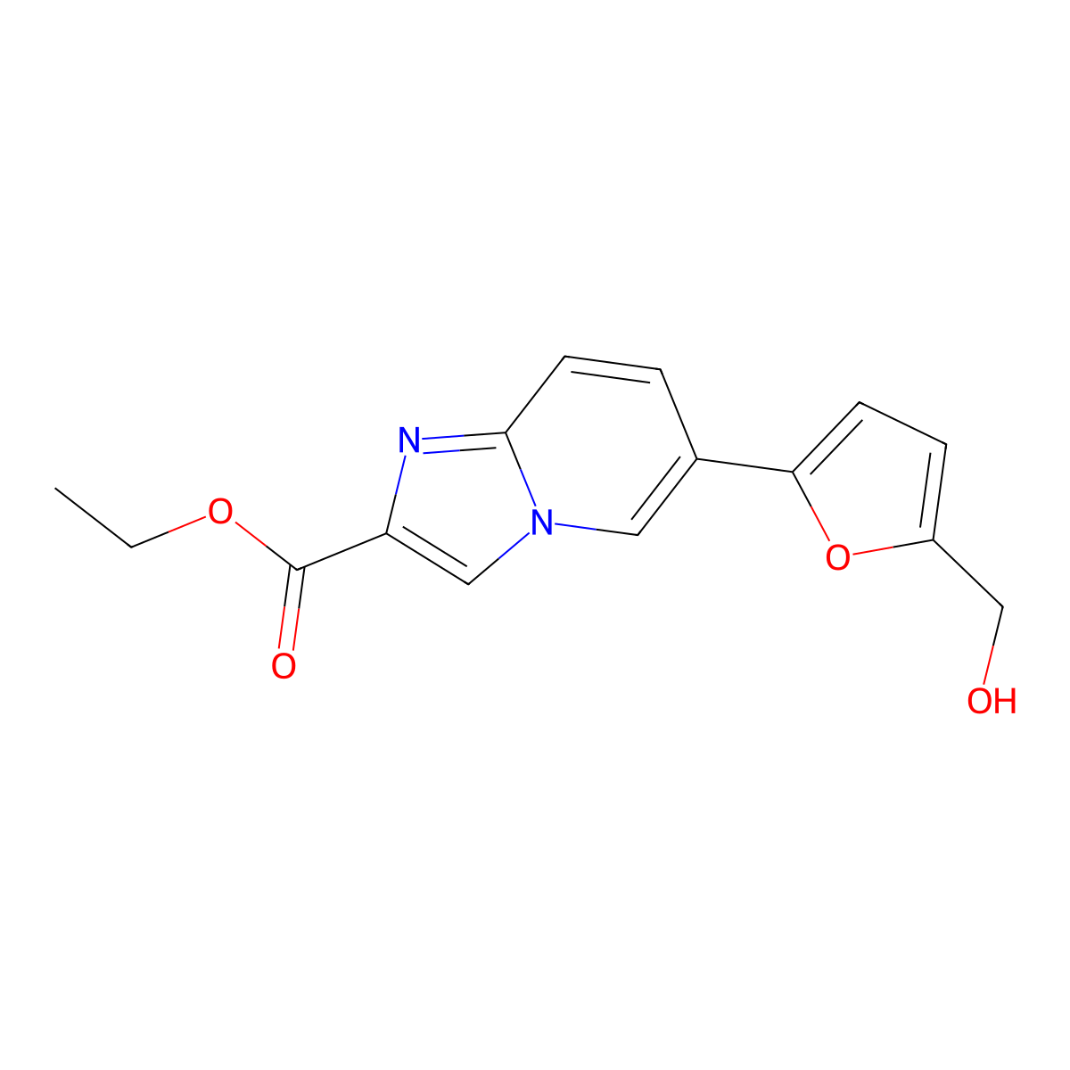 Ethyl 6-[5-(hydroxymethyl)furan-2-yl]imidazo[1,2-a]pyridine-2-carboxylate molecular structure, CAS 1167626-73-4