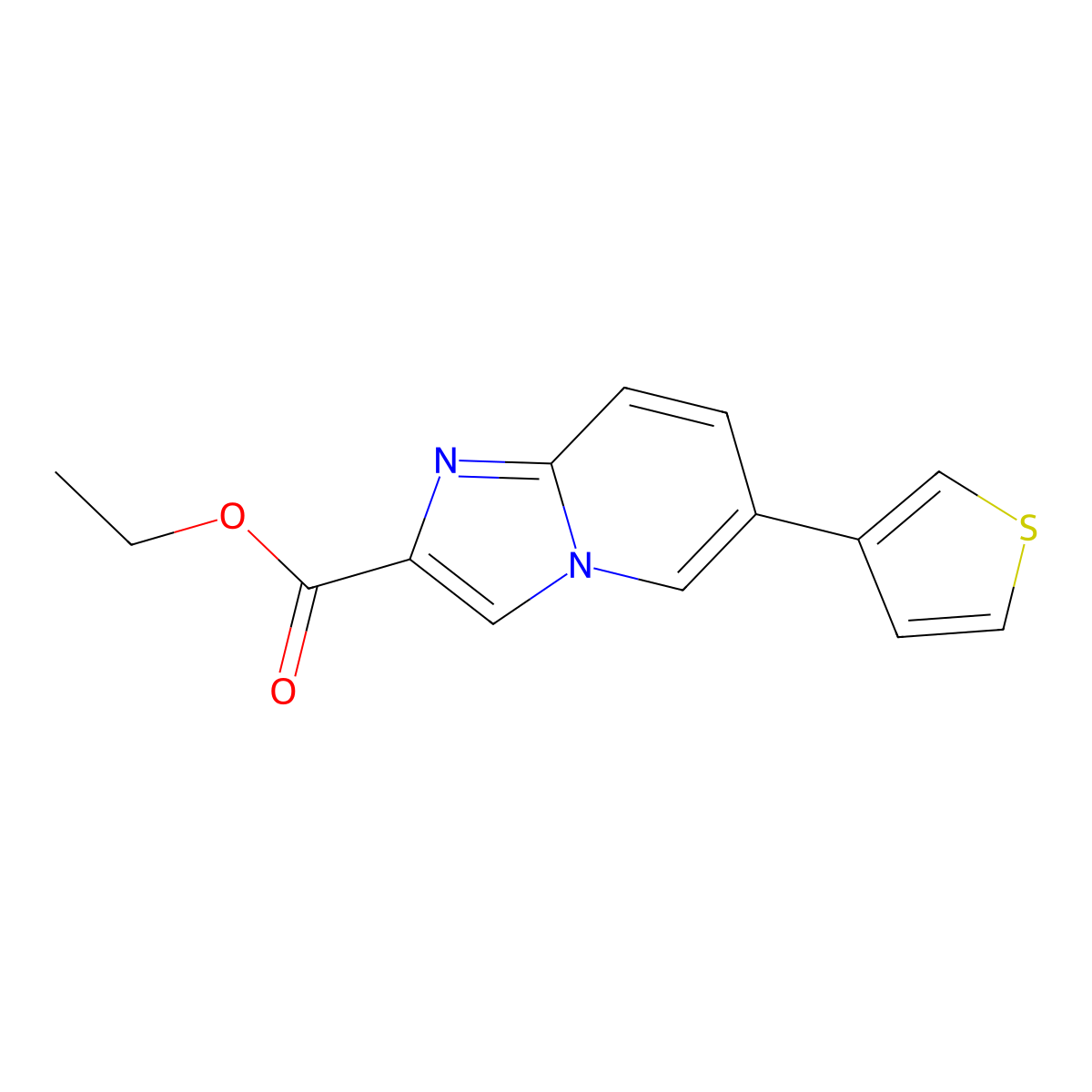 Ethyl 6-(thiophen-3-yl)imidazo[1,2-a]pyridine-2-carboxylate molecular structure, CAS 1167626-80-3