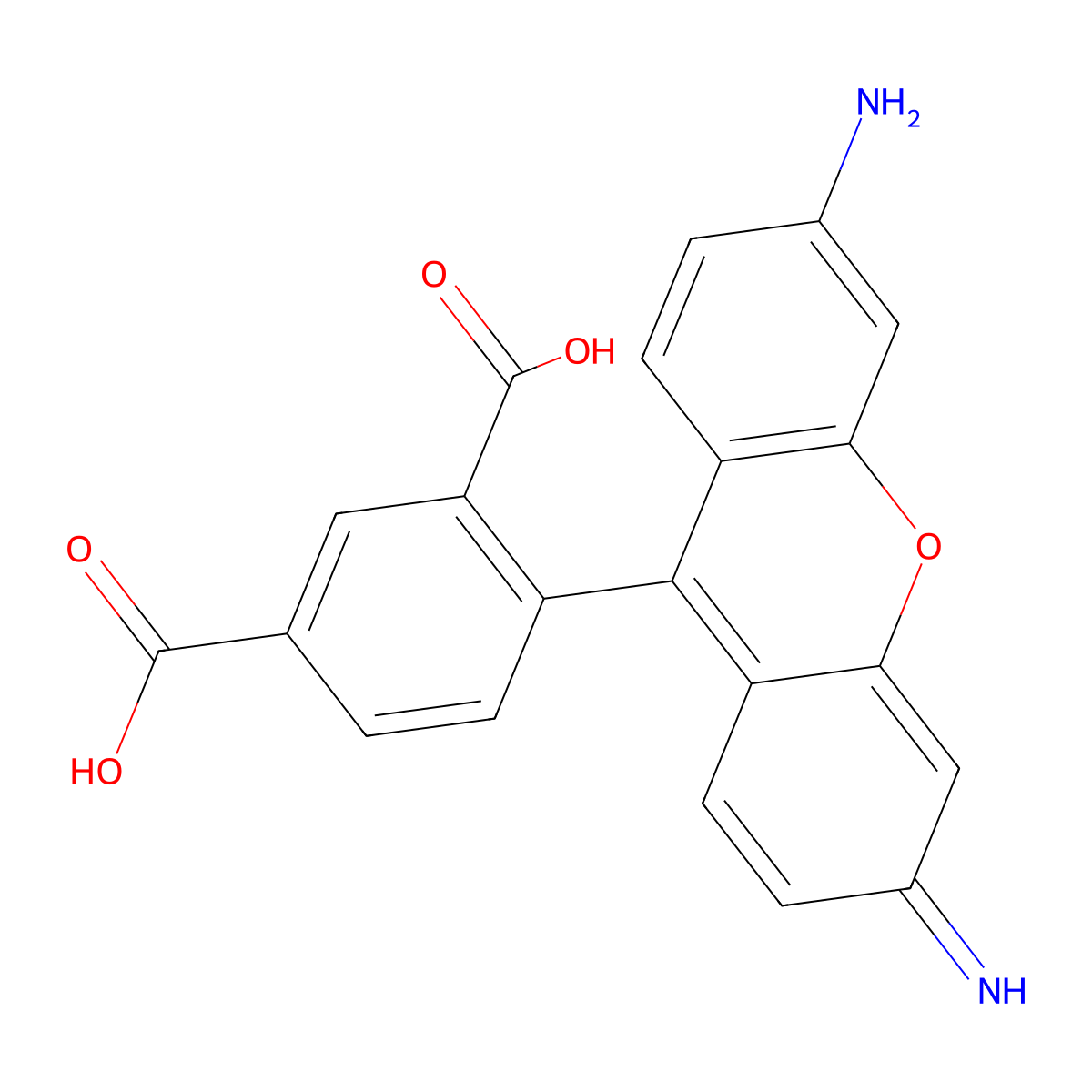 4-(3-Amino-6-imino-xanthen-9-yl)benzene-1,3-dicarboxylic acid molecular structure, CAS 116763-35-0