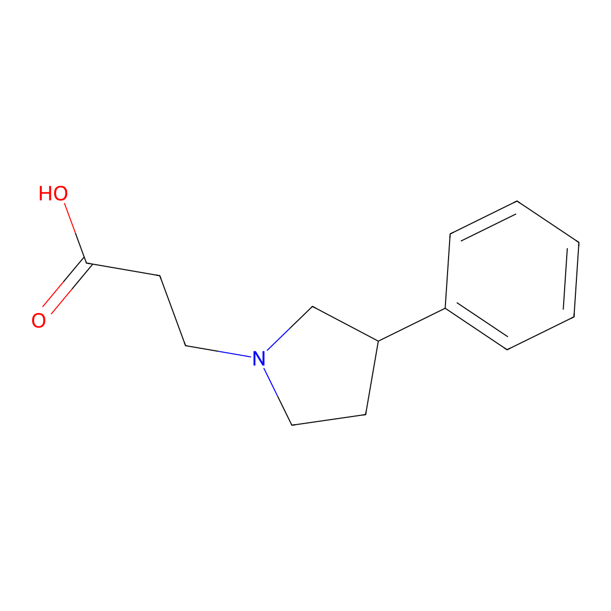 3-(3-Phenylpyrrolidin-1-yl)propanoic acid molecular structure, CAS 116786-95-9