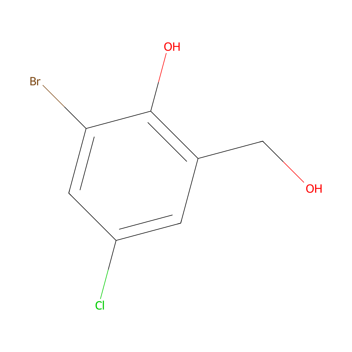 3-Bromo-5-chloro-2-hydroxybenzyl alcohol molecular structure, CAS 116795-47-2