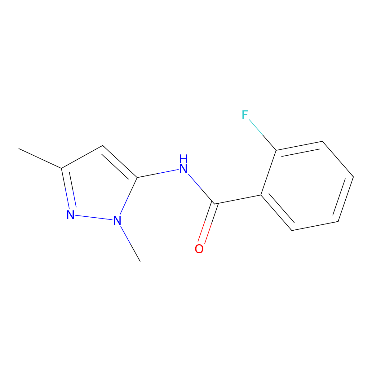 N-(2,5-dimethylpyrazol-3-yl)-2-fluorobenzamide molecular structure, CAS 1167995-17-6
