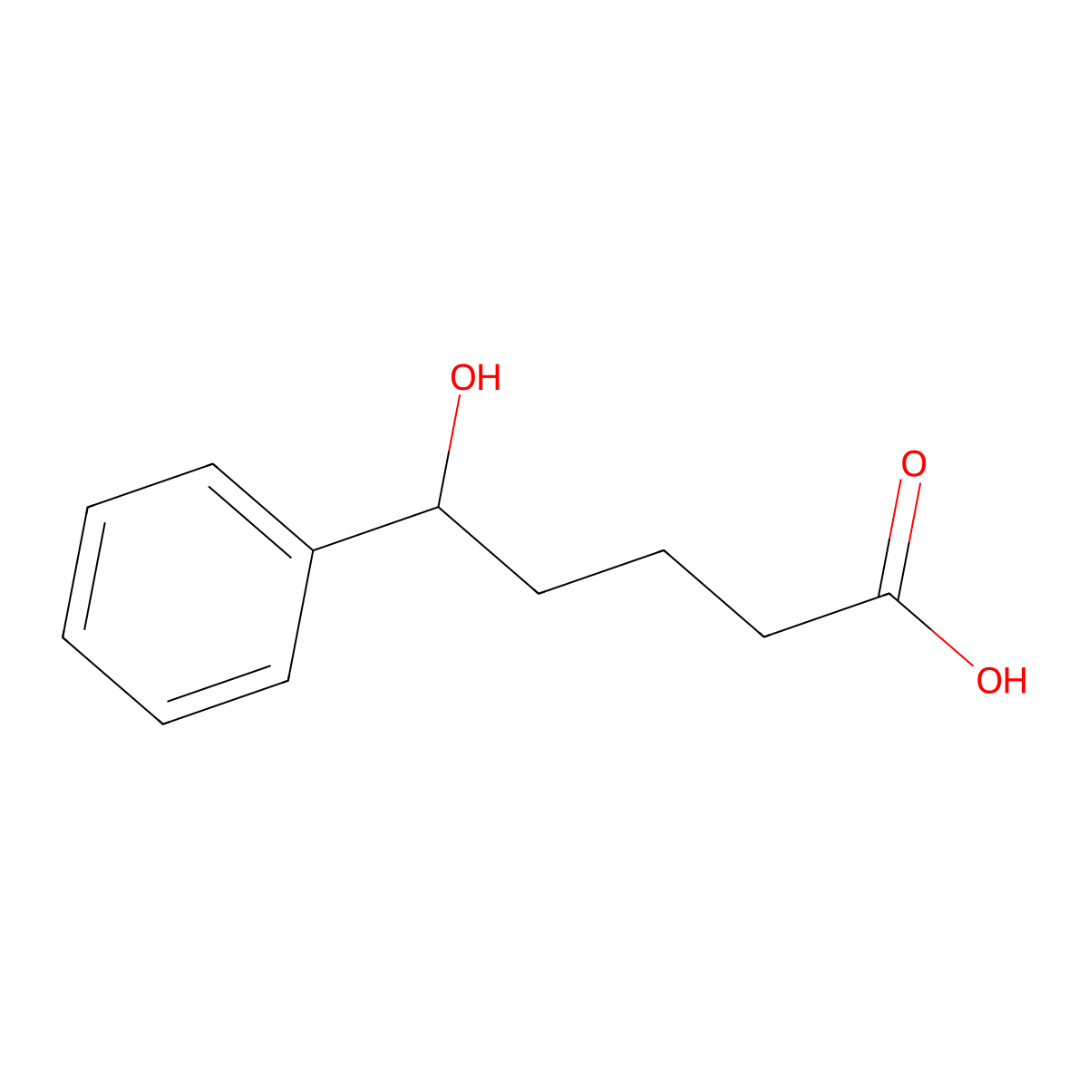 5-Hydroxy-5-phenylpentanoic acid molecular structure, CAS 116805-87-9