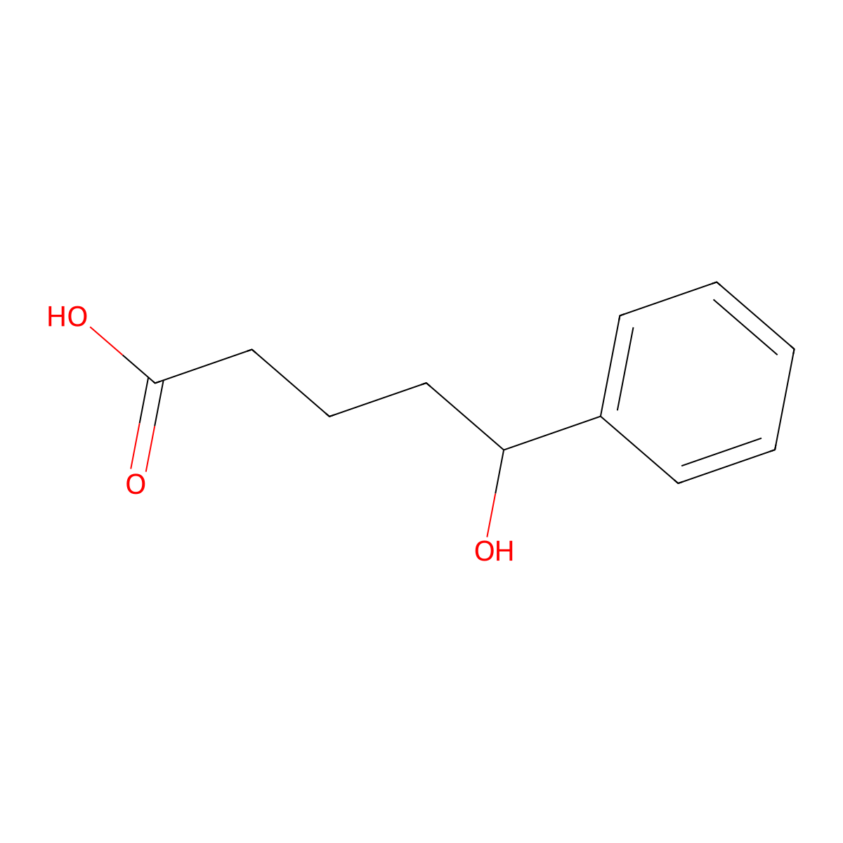5-Hydroxy-5-phenylpentanoic acid molecular structure, CAS 116805-87-9