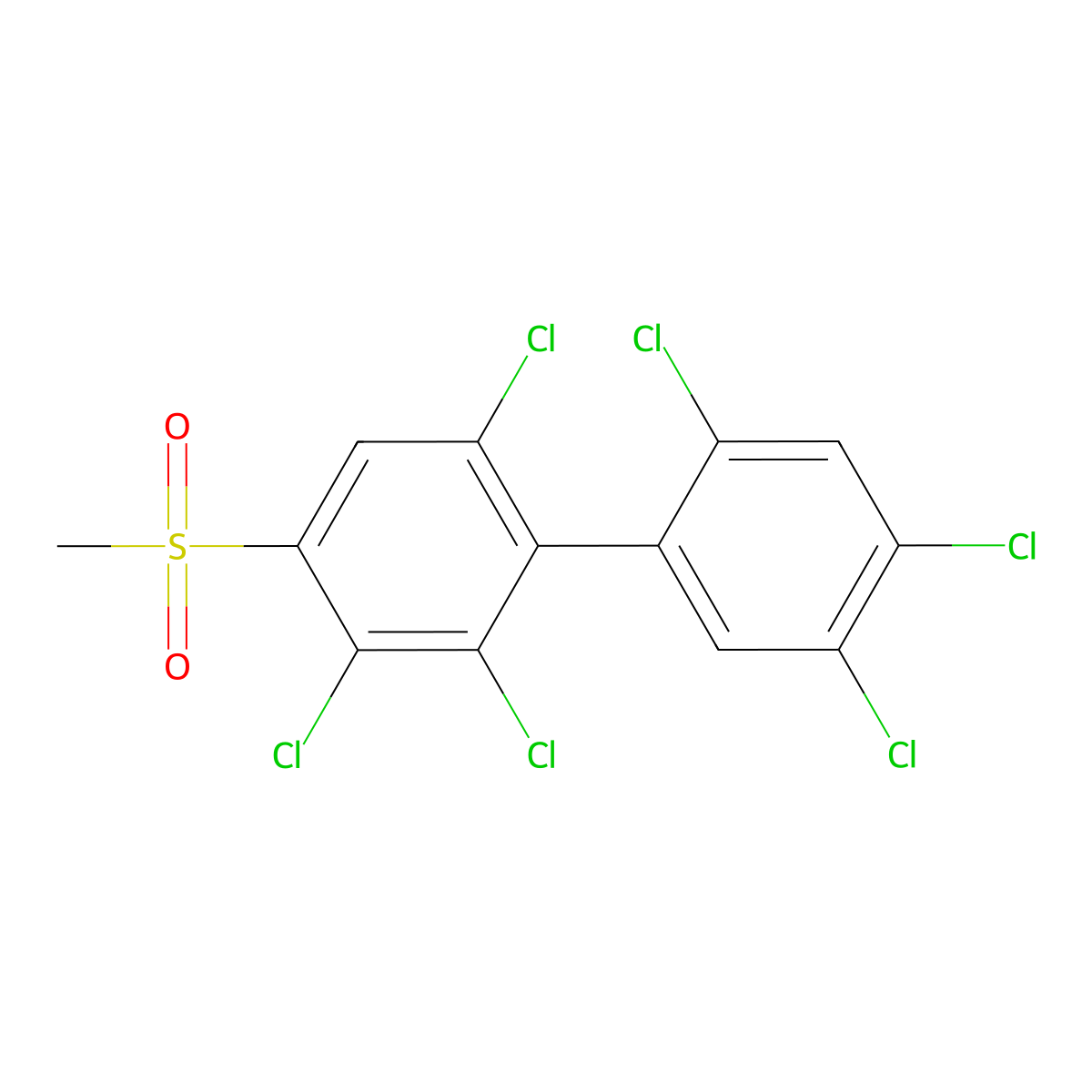 1,1'-Biphenyl, 2,2',3,4',5',6-hexachloro-4-(methylsulfonyl)- molecular structure, CAS 116806-76-9