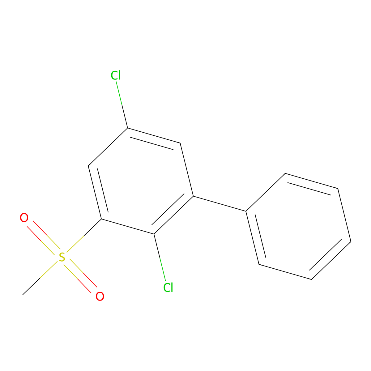 1,1'-Biphenyl, 2,5-dichloro-3-(methylsulfonyl)- molecular structure, CAS 116807-46-6