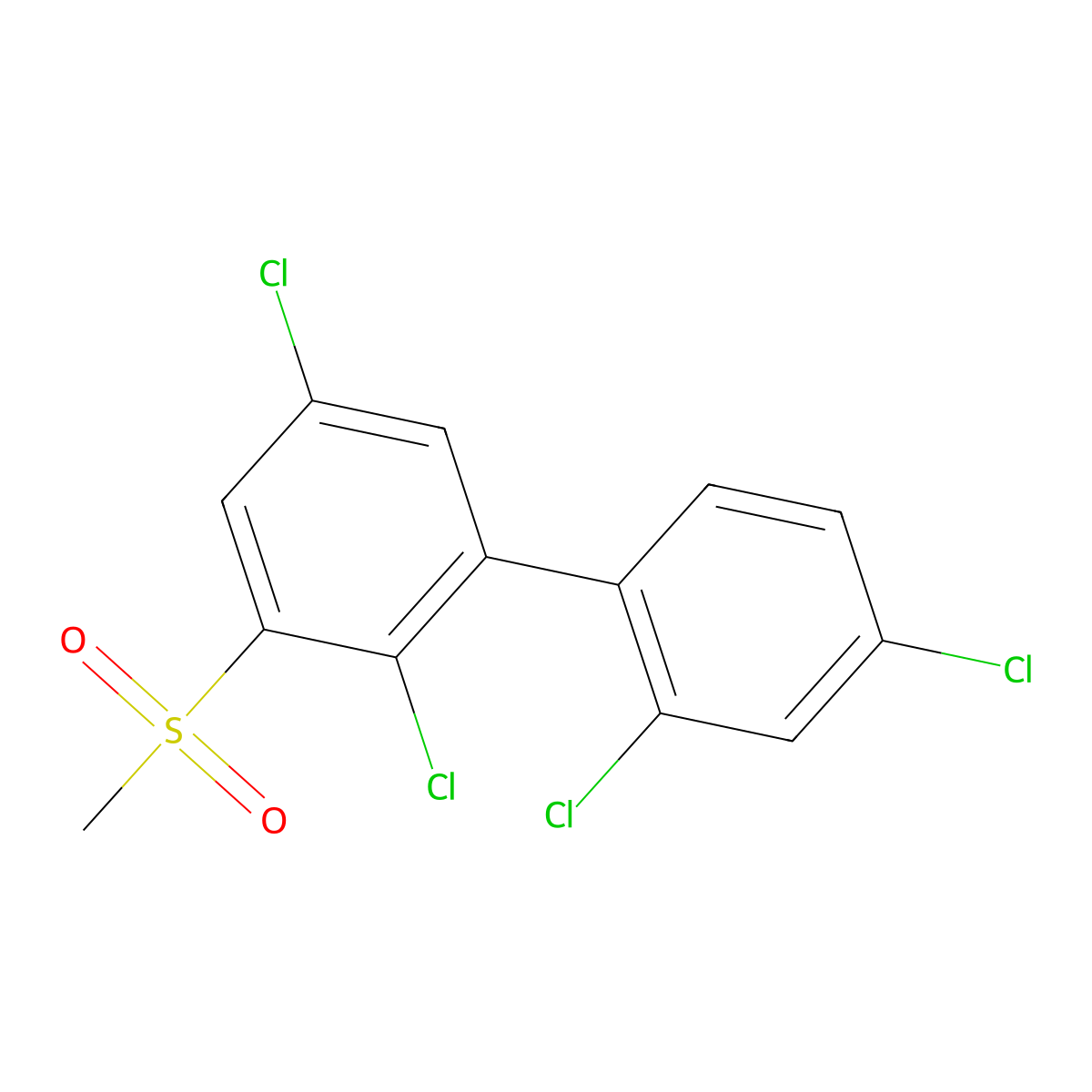 1,1'-Biphenyl, 2,2',4',5-tetrachloro-3-(methylsulfonyl)- molecular structure, CAS 116807-52-4