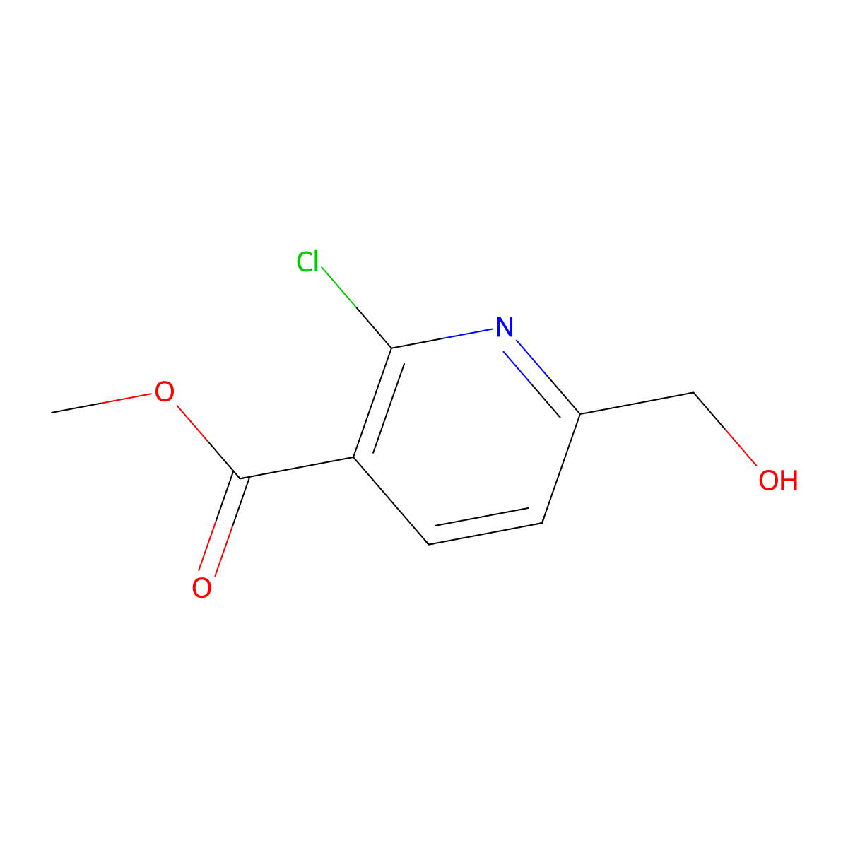 Methyl 2-chloro-6-(hydroxymethyl)nicotinate molecular structure, CAS 1168091-15-3